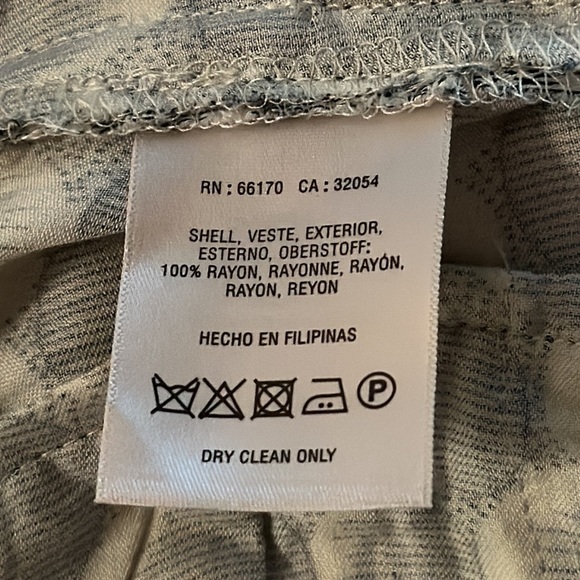 Elevenses Anthropologie Herringbone Wide Leg Pants Blue Ivory Belt Size 6 - Picture 10 of 11